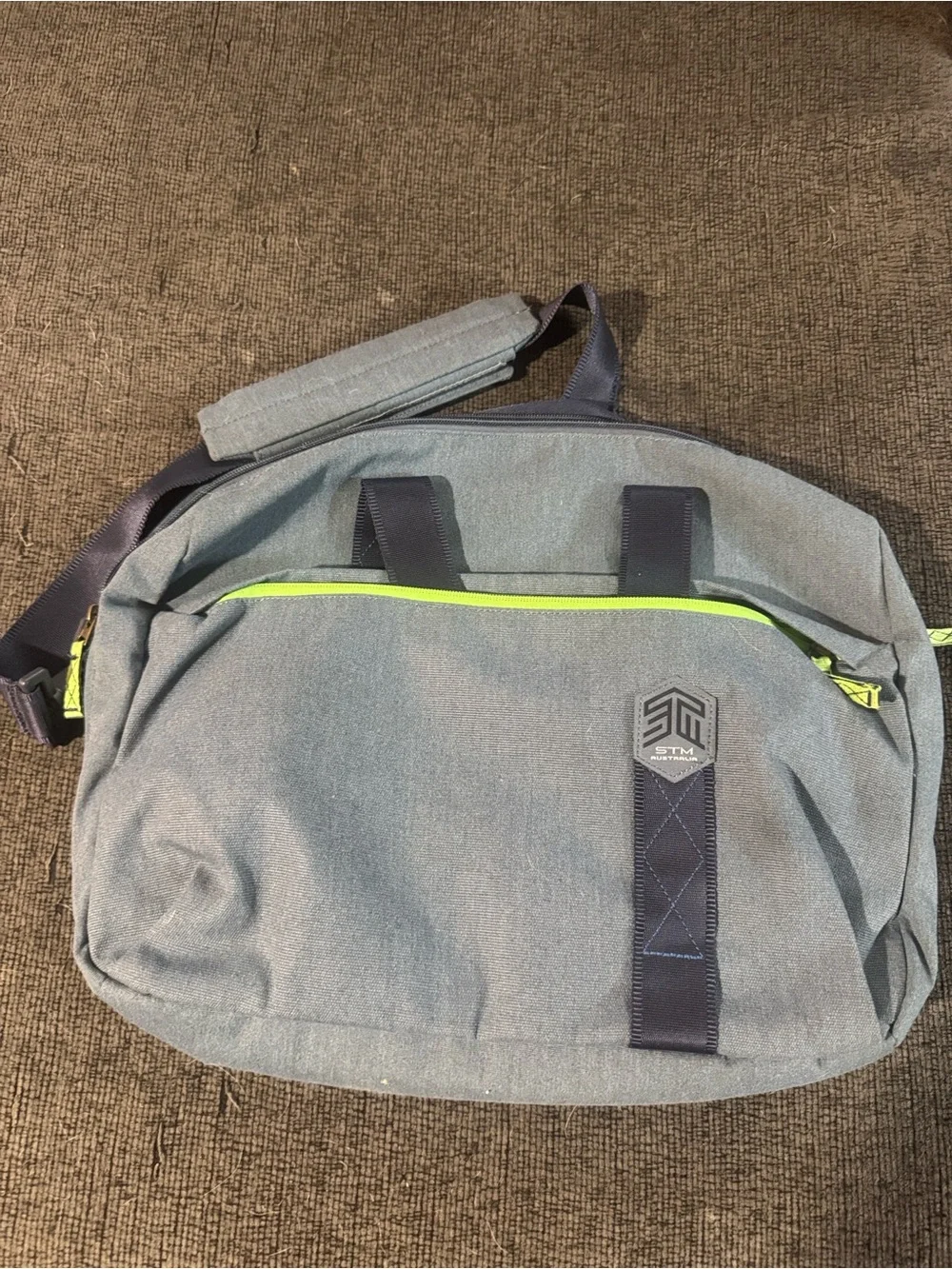 Slate Gray Messenger Bag with Lime Trim